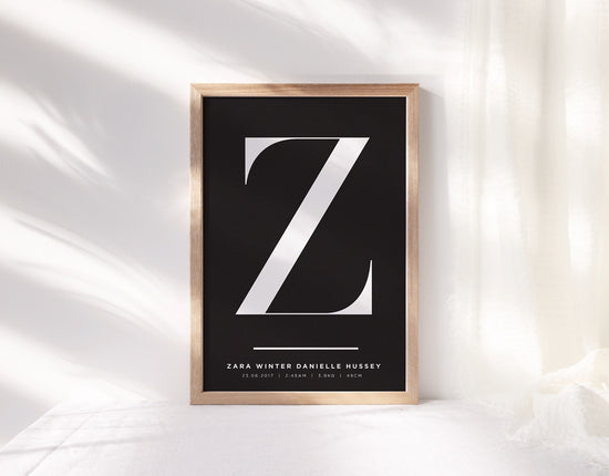 Statement piece for your little ones room complete with their birth details.